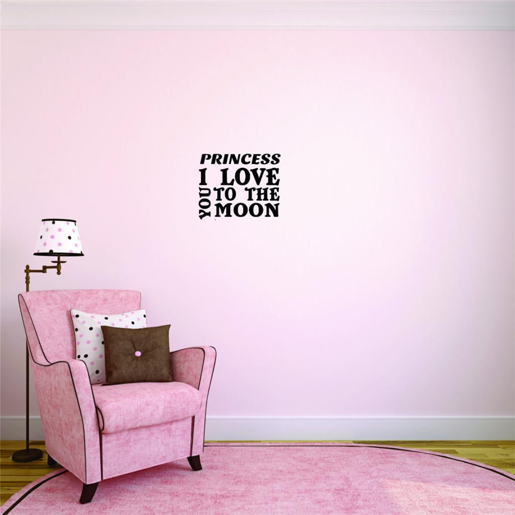 Decal Wall Sticker - Princess I Love You To The Moon Girls Kids Teen BedroomHome Decor Picture Art 12x18 Inches