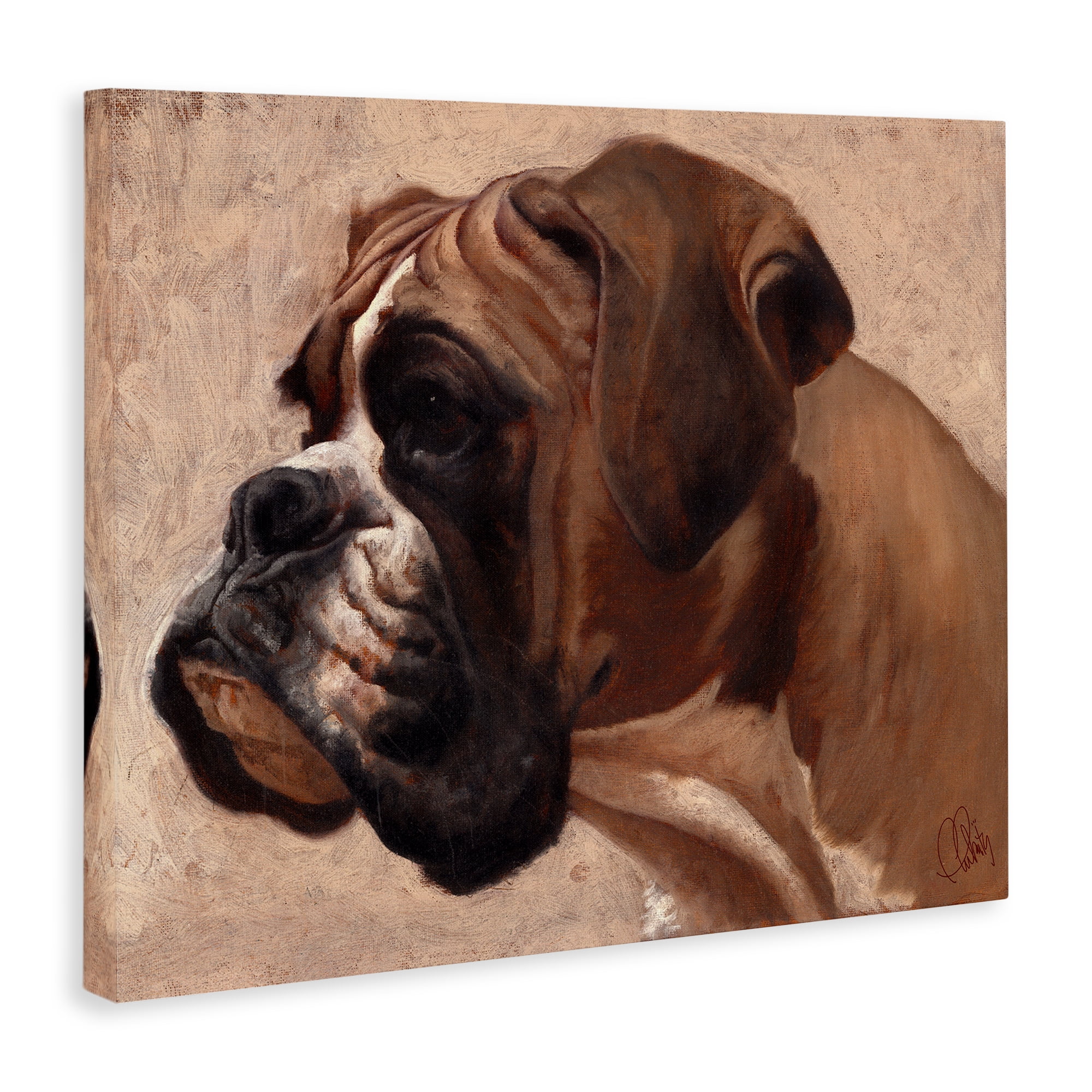 Stupell Industries Boxer Dog Neutral Portrait Animals & Insects Painting Gallery Wrapped Canvas Art Print Wall Art, 40 x 30