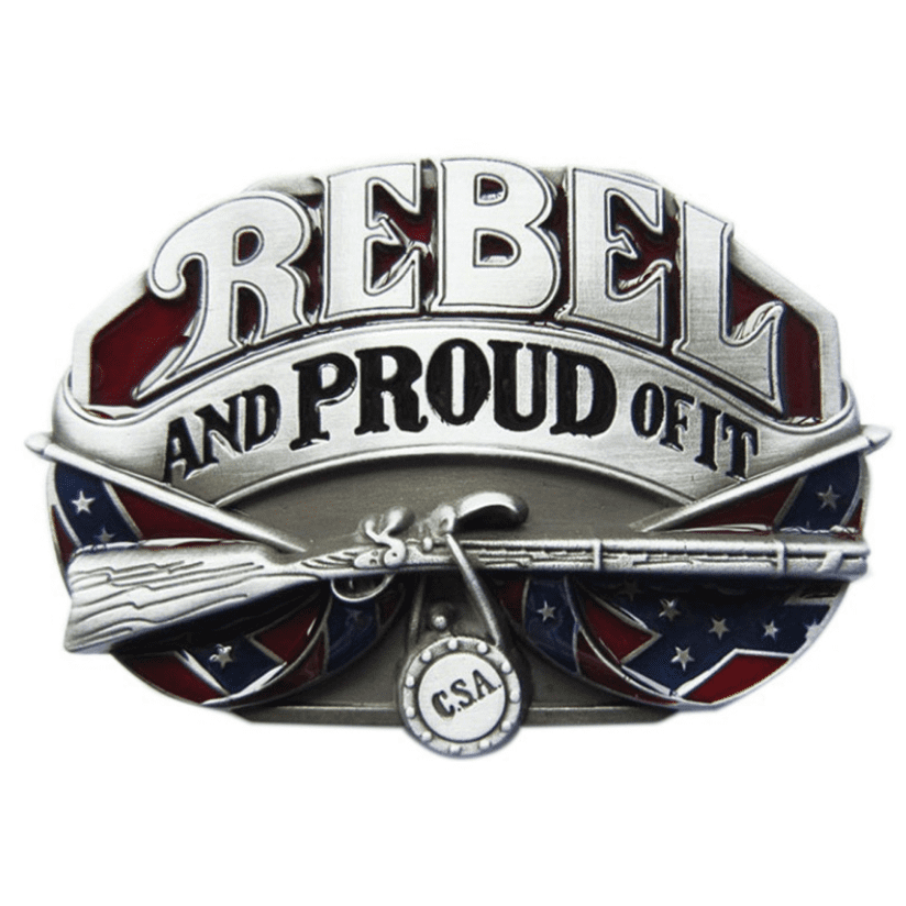 rebel and proud of it belt buckle