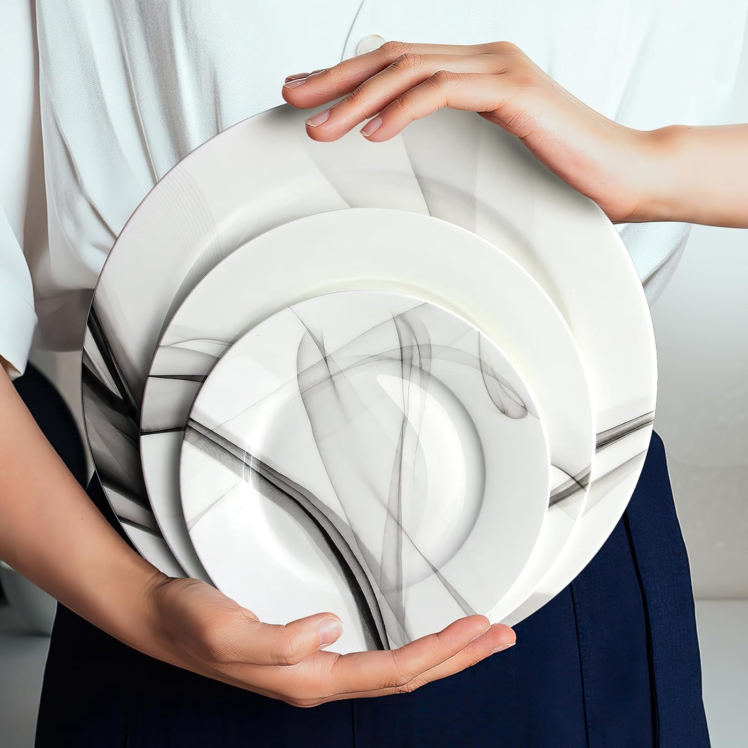 6.5 Inch Porcelain Plate Set of 6, White Dessert Plates Ceramic Salad Appetizer Plates for Christmas party, Ceramic Plates for Dinner