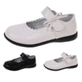 thumbnail image 4 of GiLiling Girls Bow Mary Jane Flats, Adjustable Strap Scalloped Edge School Shoes, Soft Sole Non Slip Student Performance Flats for Kids (White, 3-3.5 Years), 4 of 6