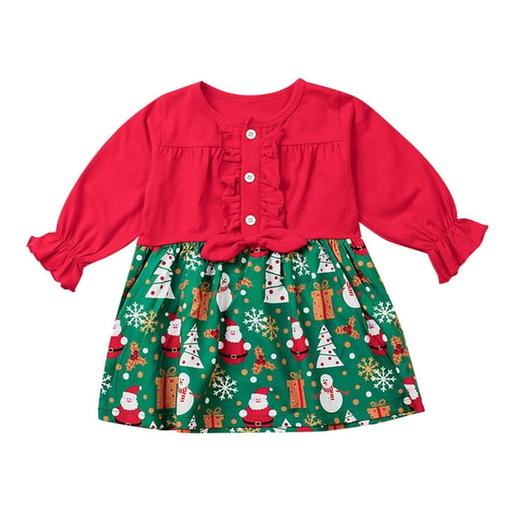 LWNYDPLSD Christmas Dresses for Girls 12-14 Girls Christmas Dress Size 14-16 Teen Christmas Black Party Dress 14/16 Girls Clothes Kids Thanksgiving, Red 6-12 Months