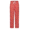 thumbnail image 5 of Red Floral Winter Female Pants Flannel High Waist Women Pants Lady Warm Straight Leg Plush Trousers, 5 of 7