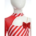 thumbnail image 5 of TTAO Girls Christmas Dance Tutu Candy Cane Striped Asymmetrical Shoulder Long Sleeve Party Dress Red 12, 5 of 7