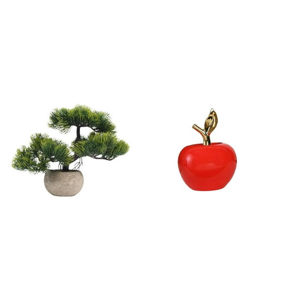 Árbol bonsái artificial,Bonsái artificial para decoración de escritorio o interior,Bonsái artificial,planta falsa en maceta.,Estatua,Estatua de fruta artificial Escultura Artesanías
