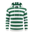 thumbnail image 5 of INSPIRE CHIC Men's Sweatershirts Stripes Hoodie Front Pocket Drawstring Long Sleeve Pullover Sweatshirts L Green White, 5 of 6