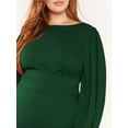 thumbnail image 4 of Vestido ajustado con cinturón y mangas largas tipo farol con cuello redondo para mujer en talla grande, 4 of 6