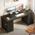thumbnail image 7 of Black Computer Desk with Drawers for Storage - 55 inch Home Office Desk with 8 Fabric Drawers, Writing Study Desk with Drawers on Both Sides for Bedroom, 7 of 7