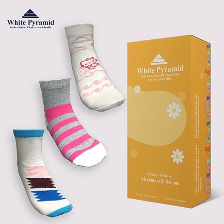 White Pyramid, 95% Egyptian Cotton , High Ankle, 6 pairs Girls socks ...
