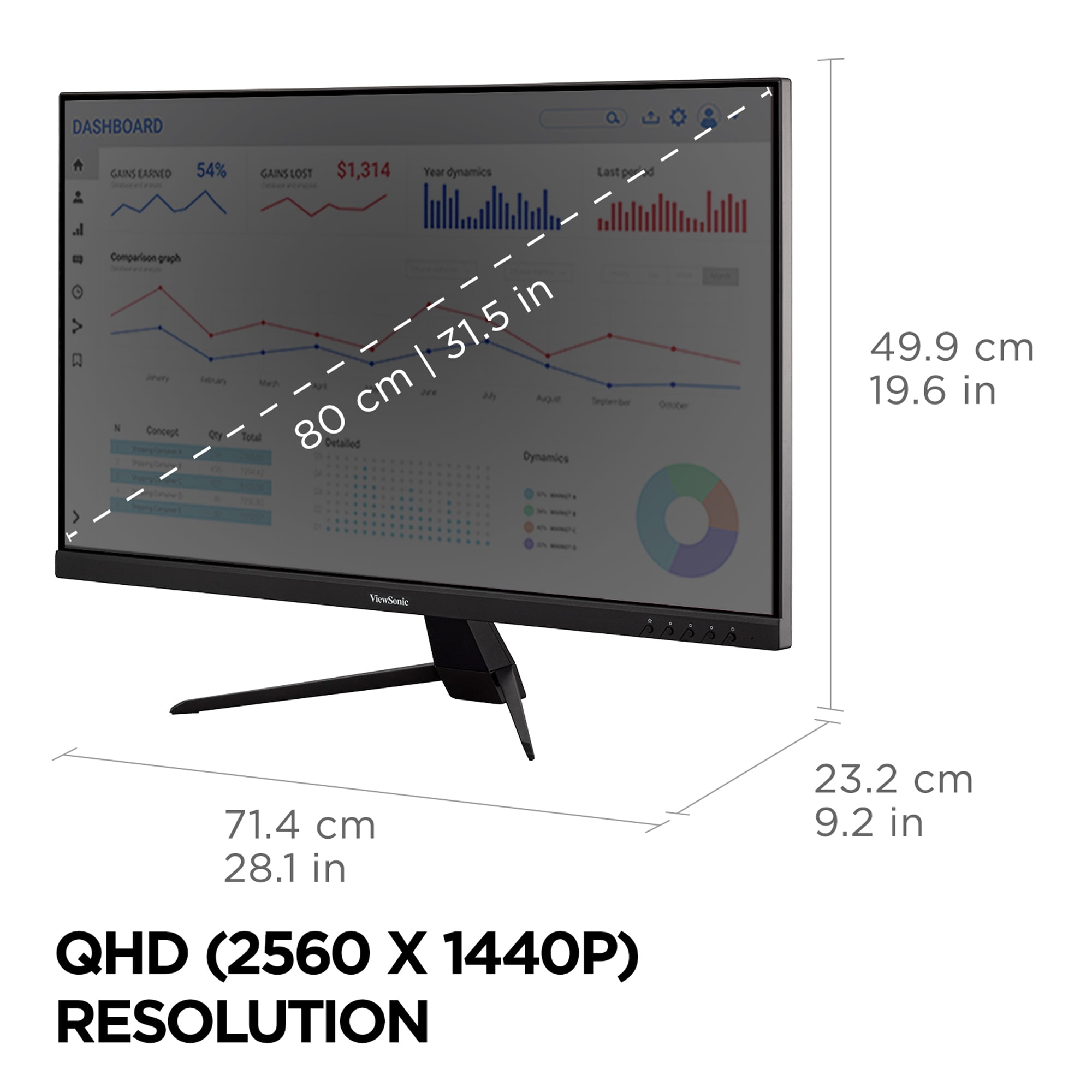 ViewSonic VX3267U-2K 32 Inch 1440p IPS Monitor with 65W USB C