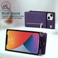 thumbnail image 5 of Allytech for iPhone 14 2022 Case with Crossbody Strap, PU Leather Stand Wallet Purse Case with Credit Card Slots Zipper Pocket Detachable Shoulder Strap Case for iPhone 14 6.1", Purple, 5 of 12