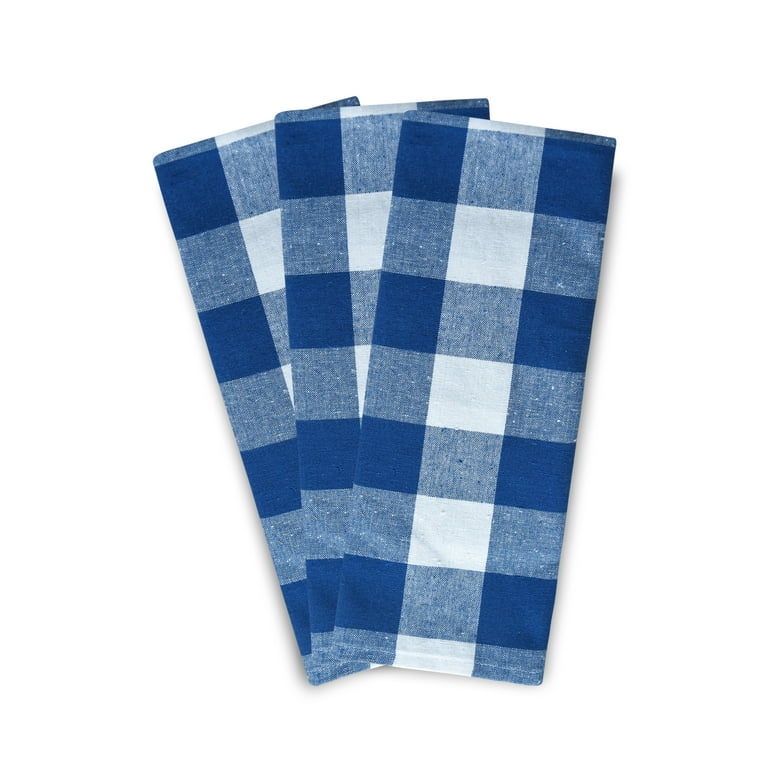 Buffalo Plaid Kitchen Towels - Blue Kitchen Towels - Checkered Tea Towel -  White and Navy Dish Towel - Plaid Dish Towels Grain Sack - Blue Cotton Dish