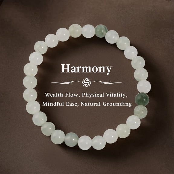 Natural Jade Stretch Bracelet,Round Gemstone Fortune Wealth Bracelet for Inner Clarity,Energy & Anxiety Relief, Mindfulness Healing Jewelry for Women