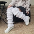 thumbnail image 3 of Knitted Leg Warmers for Women and Girls, Calf Cuffs In Braid Pattern for Indoor/Outdoor, Thick Boot Covers Foot Warming Covers, 3 of 5