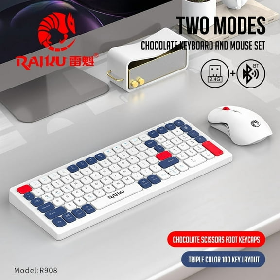 The Wireless keyboard and mouse kit is rechargeable with a 2.4G Bluetooth combination. It is compact and portable, suitable for office keyboards on laptops. Wireless keyboard and mouse kit