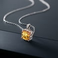 thumbnail image 5 of Gem Stone King 925 Sterling Silver Yellow Citrine Pendant Necklace for Women (3.17 Cttw, Cushion Cut 8MM, Gemstone Birthstone, with 18 inch Silver Chain), 5 of 5