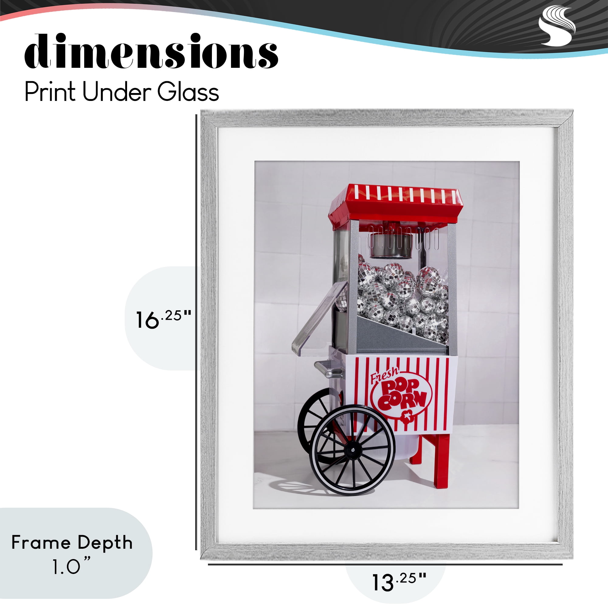 Stupell Industries Fun Disco Popcorn Machine Gray Framed Print Under Glass, design by LISH Creative