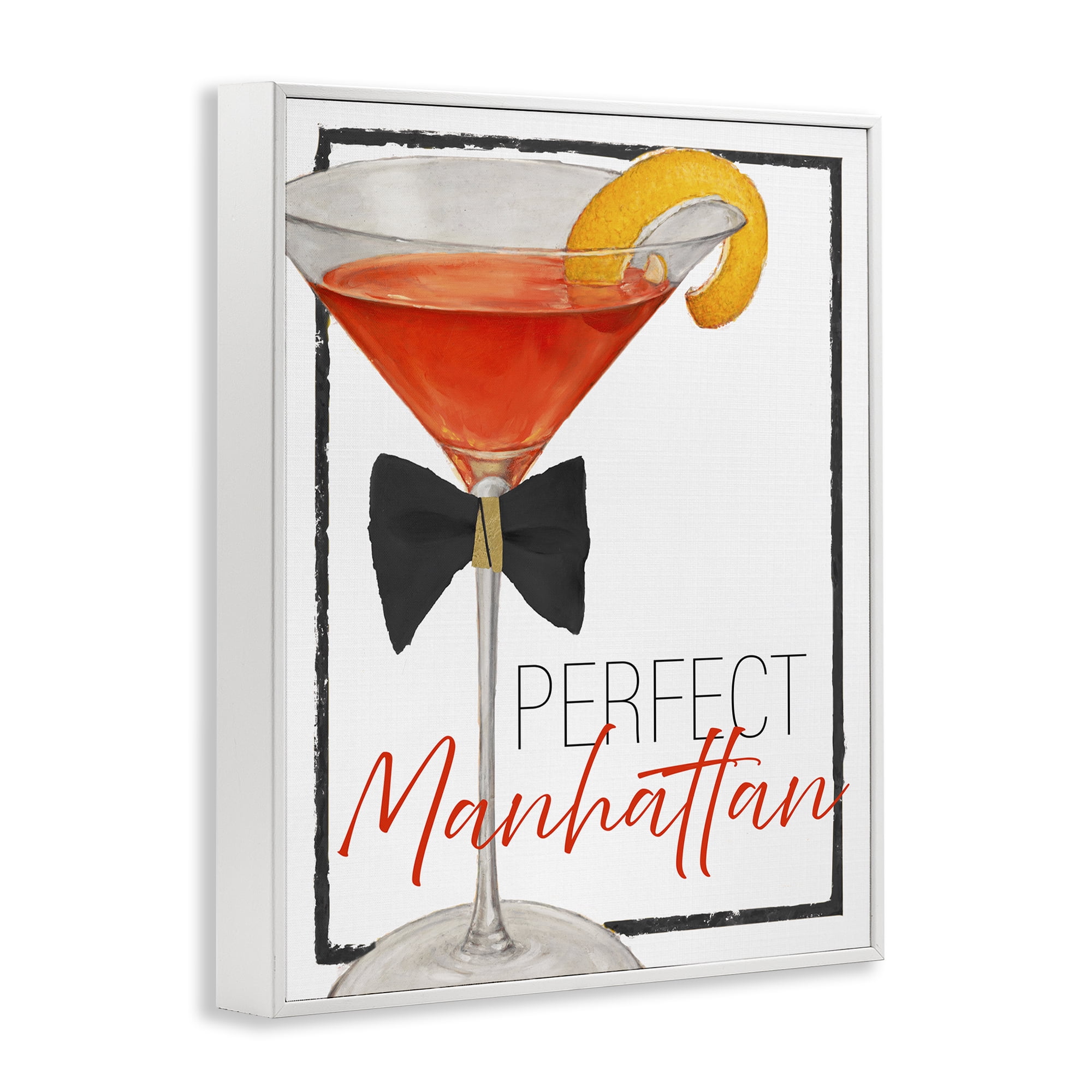 Stupell Industries Perfect Manhattan Cocktail White Framed Giclee Art, design by Lorenzo Collective