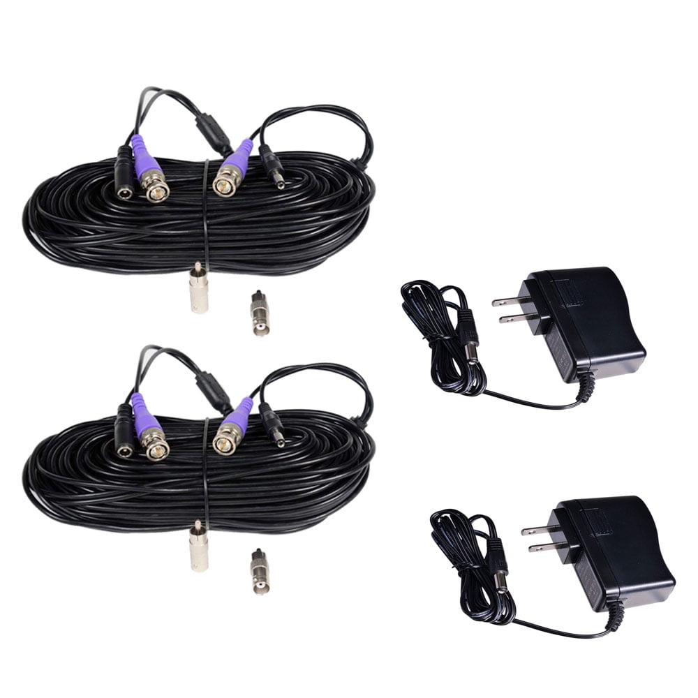 VideoSecu 2 Pack 100ft Security Camera Cable Extension Video Power Cord