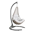 thumbnail image 3 of Ulax Furniture Indoor/Outdoor Wicker Hanging Basket Swing Chair Hammock Tear Drop Chair with Stand (Beige), 3 of 9