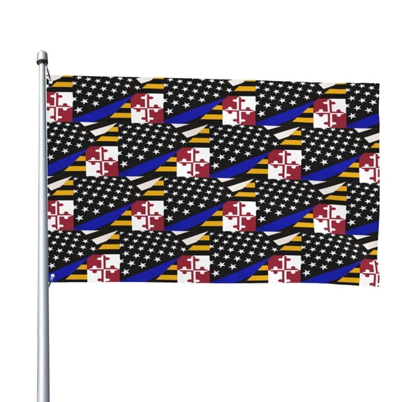 Thin Blue Line Maryland Flag Flag 4x6ft Cool Funny Flag Banner For Dorm Bedroom Wall Decor Indoor Outdoor