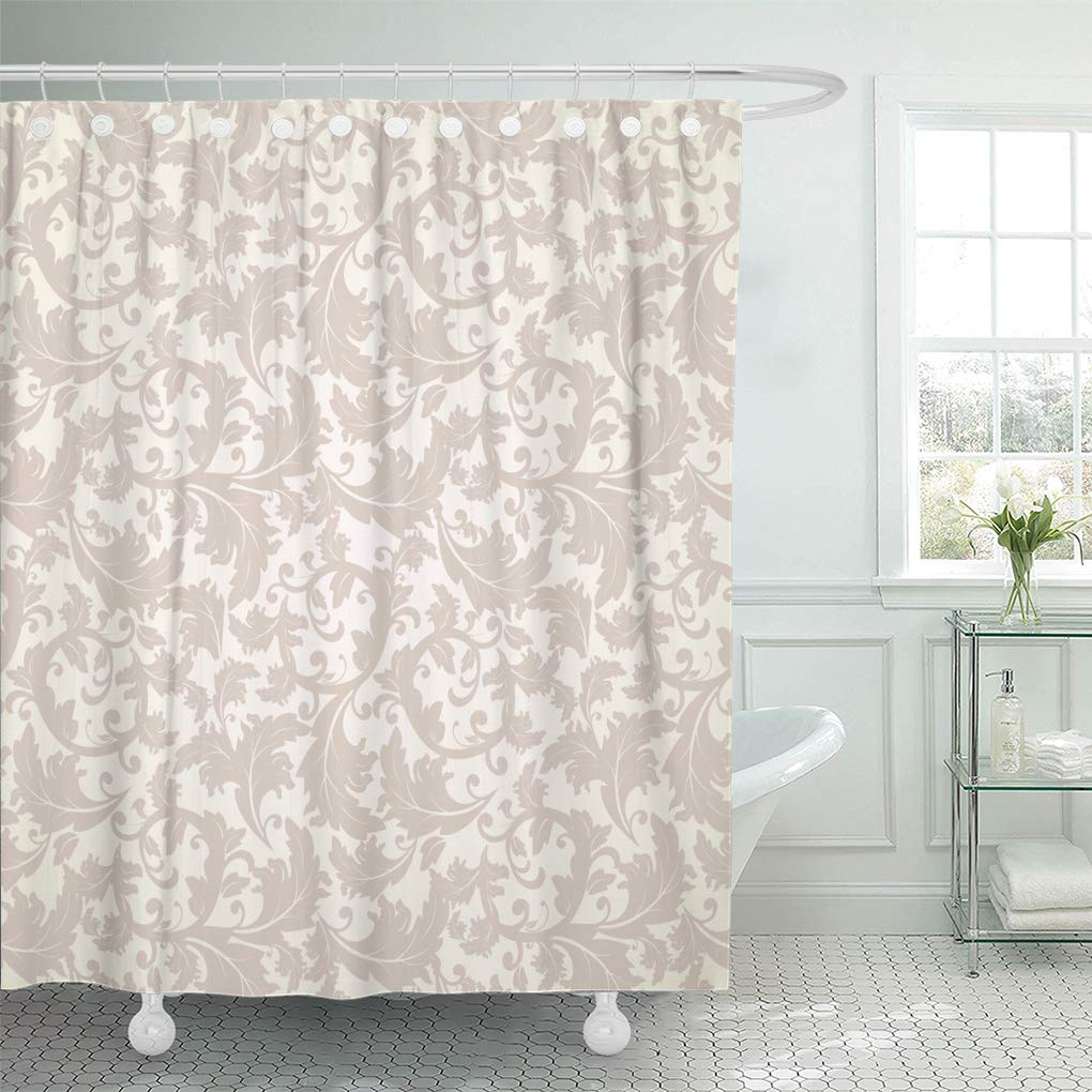 KSADK Luxury Victorian Beige Pattern on Brown Antique Shower Curtain