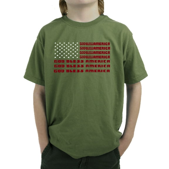 LA Pop Art Boy's Word Art T-shirt - God Bless America
