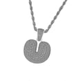 thumbnail image 1 of Collar con cadena de cobre trenzada y colgante de piedra de circonita Yuxing 26 letras 'u' 18 k en platino, 1 of 4