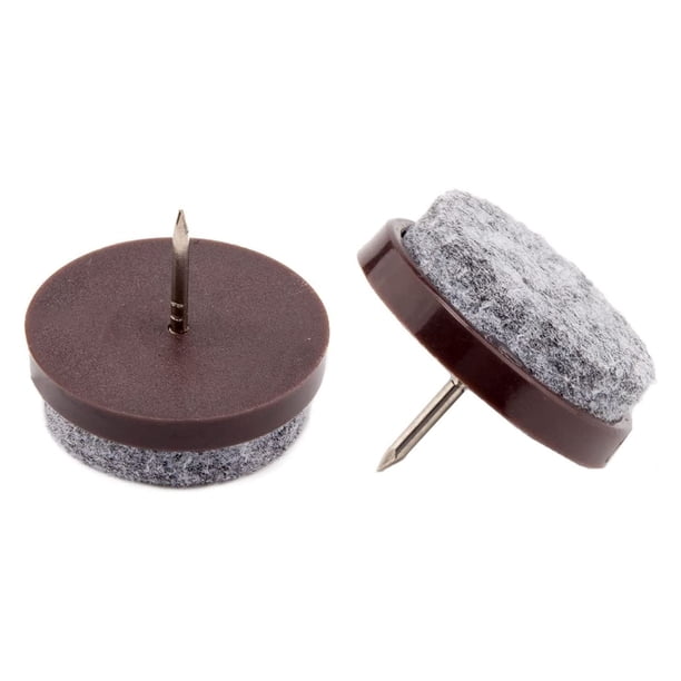 Deslizadores de muebles de fieltro marrón de 24 mm con clavos - Protectores de piso para patas de silla - Deslizadores de silla de fieltro con clavos Deslizadores marrones Cabeza Silla Pata de mesa Pr