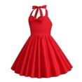 thumbnail image 4 of LUOGENLI Dresses Girls Christmas Dresses Size 10-12 School Girls' Neck a Line Solid Color Suspender Dress Summer Xmas Dresses for Girls Size 10 Little Girls Christmas Dresses Size 5-6 Red 150, 4 of 5