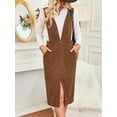 thumbnail image 2 of Women's Front Slit Overall Dress with Pockets 100% Polyester Fabric Easy Care Lightweight Dress Casual Everyday Wear, 2 of 6