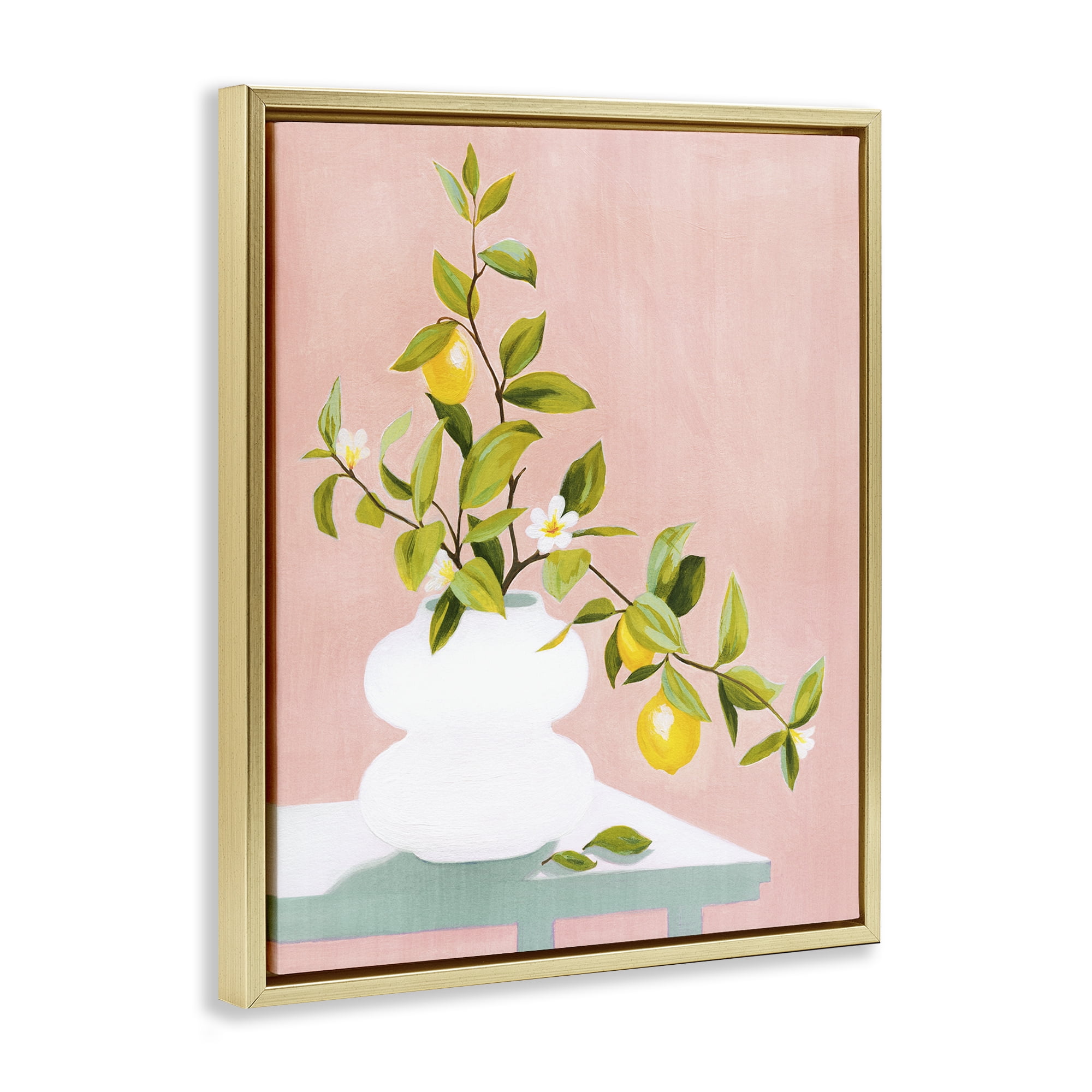 Stupell Industries Afternoon Limoncello Plant Gold Framed Floater Canvas Wall Art, design by Grace Popp