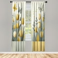 thumbnail image 2 of Ambesonne Yellow Curtains, Modern Scandi Garden Scene, Pair of 28"x95", Apricot Purpleblue Beige, 2 of 2