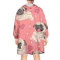 thumbnail image 2 of Pug and Love Heart Wearable Oversized Blanket,Wearable Blanket Hoodie for Adults,Cozy Hooded Blankets with Super Pockets,Super Warm Fuzzy Pullover for Women & Men, 2 of 6