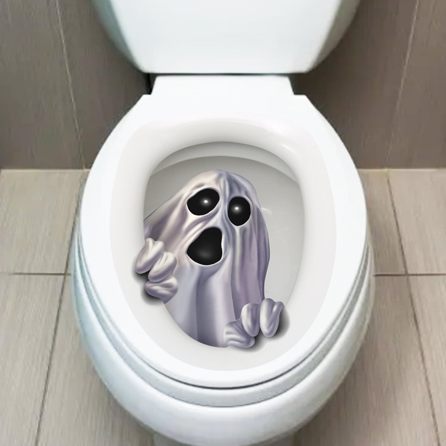 2 PCS Halloween Toilet Seat Sticker, Waterproof Toilet Lid Decals 3D