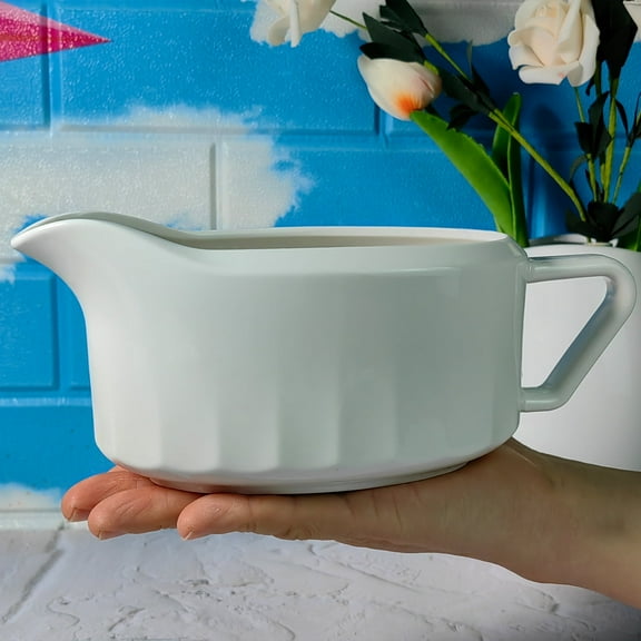 Large Capacity Gravy Boat-24 Oz Thanksgiving Farmhouse Gravy Boat/White-Perfect Addition to Your Holiday Table Setup