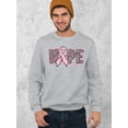 thumbnail image 2 of Breast Cancer Support Hope Pink Ribbon Crewneck Sweatshirt, M, H. Grey, 2 of 5