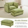 thumbnail image 5 of Oversized Accent Chair with Ottoman, Chenille Cloud Sofa Chair with 40" Extra-Wide Seat and Curved Armrests, Modern Armchair Reading Chairs for Bedroom, Green, 5 of 8