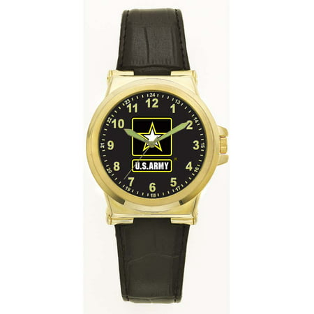 US Army Leather Dress Watch (Gold Color)