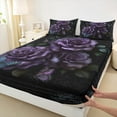 thumbnail image 3 of Feelyou Romantic Purple Rose Twin Sheet Sets, Fashion Anniversary Twin Fitted Sheet, Floral Flower Flat Sheet, Luxury Bedroom Decor, 3 Pieces, 3 of 7