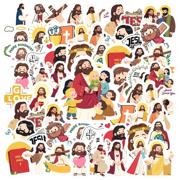 35pcs Christianity Stationery Stickers Jesus Faith Stickers Religious Kids Stickers for Laptops Notebooks Suitcases