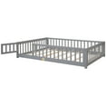 thumbnail image 4 of Full Size Floor Platform Bed with Fence and Small Door, Wooden Bed Frame with Wood Slat Support, Mattress Base, Safety Bed Frame for Boys Girls Bedroom, No Box Spring Needed, Easy Assembly, Grey, 4 of 7