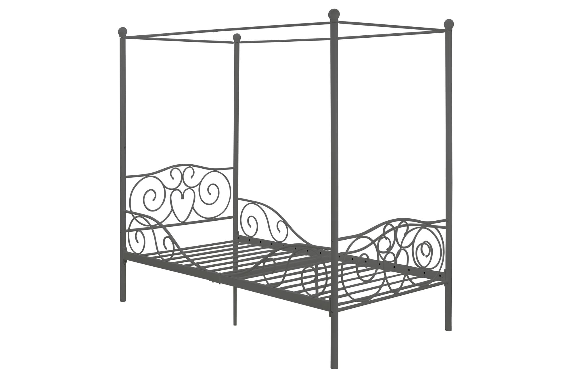 DHP Canopy Metal Bed, Twin, Pewter