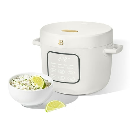 Beautiful 14-Cup Cooked, 6-Cups Uncooked Electric Rice and Grain Cooker, EverGood™ Ceramic Nonstick Coating, White Icing by Drew Barrymore