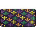 thumbnail image 1 of Tapis de Cuisine Mardi Gras Fleur de Lis, Tapis de Bain, Paillasson Antidérapant, Tapis de Sol Doux, Coureur, Décoration Intérieure 30 X 18 Pouces, 1 of 6