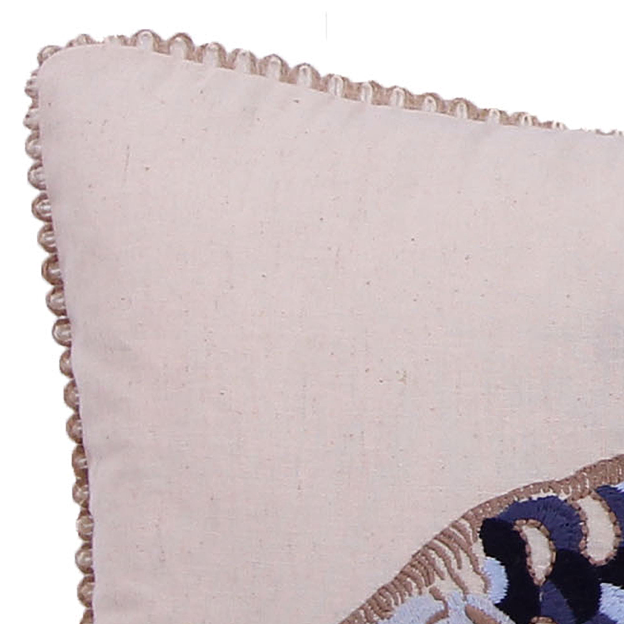 Jordan Manufacturing 20" x 14" Blue, Black and Natural Fish Nautical Rectangular Reversible Lumbar Throw Pillow with Scallop Edge and Embroidery Accent