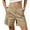 Khaki, variant on GIPQJK Bermuda Shorts for Women Cargo Shorts Knee Length 6 Pockets Elastic Waist Shorts for Summer Casual,Army Green L