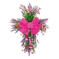thumbnail image 2 of Nkmbld Spring Wreaths for Front Door, Artificial Colorful Flower Wreath with Pink Bow for Indoor Outdoor Farmhouse Porch Wall Window Wedding Decor, 2 of 9