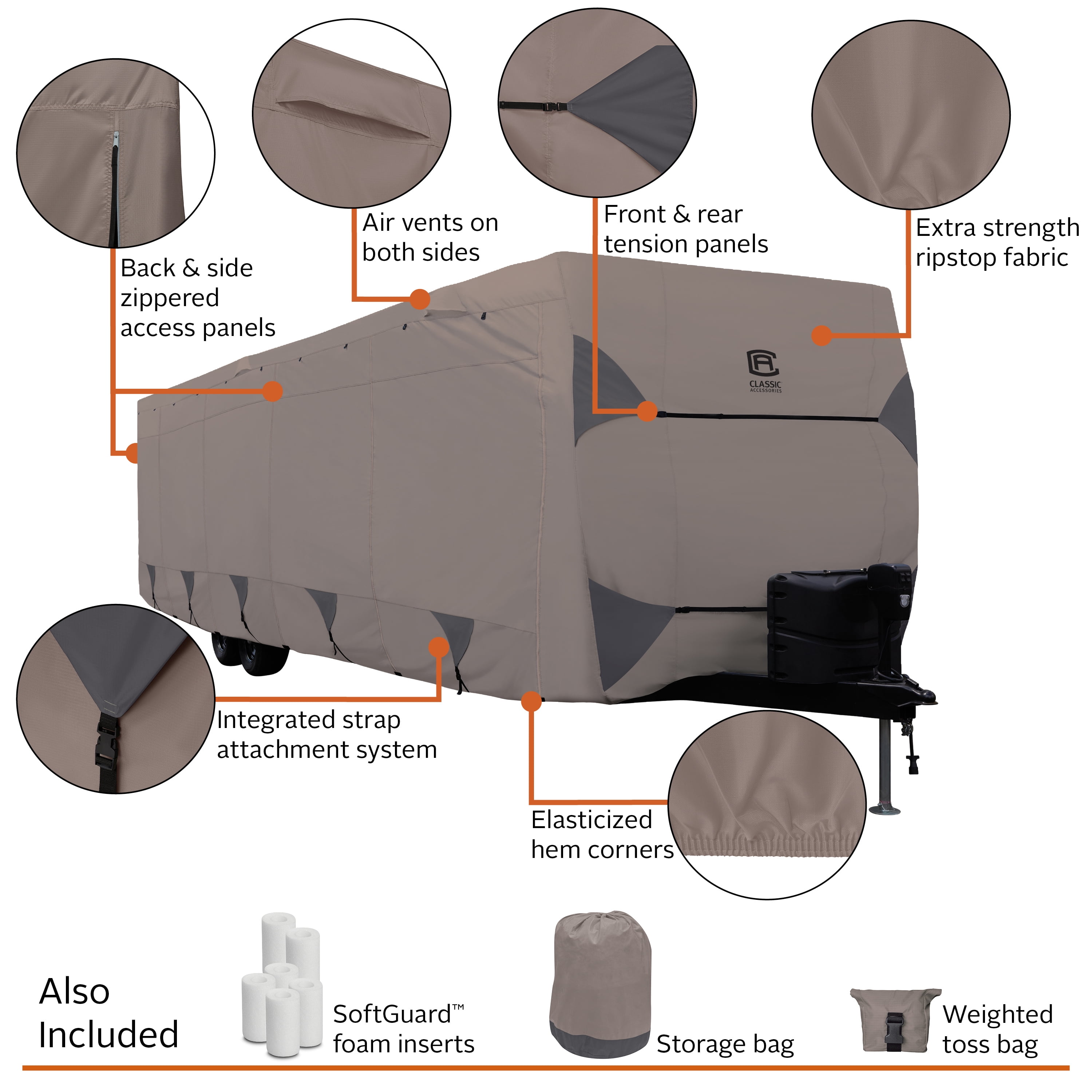 Classic Accessories Encompass Travel Trailer Cover, 24-27 ft Travel Trailers