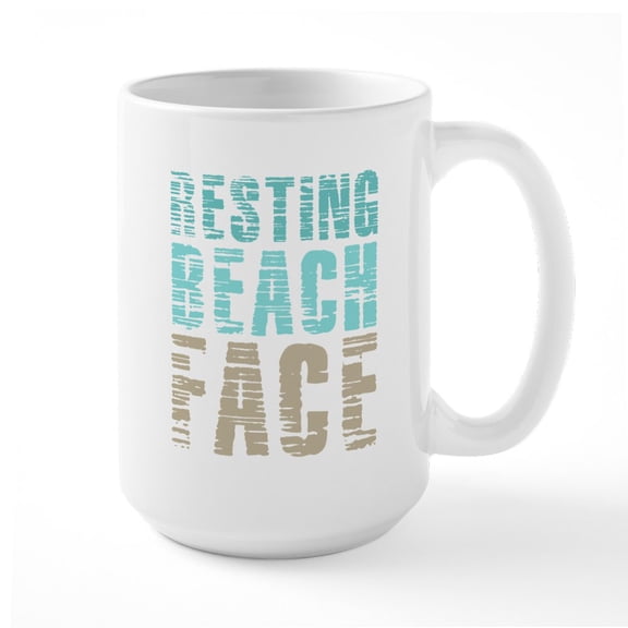CafePress - Resting Beach Face Color - 15 oz Ceramic Large White Novelty Mug